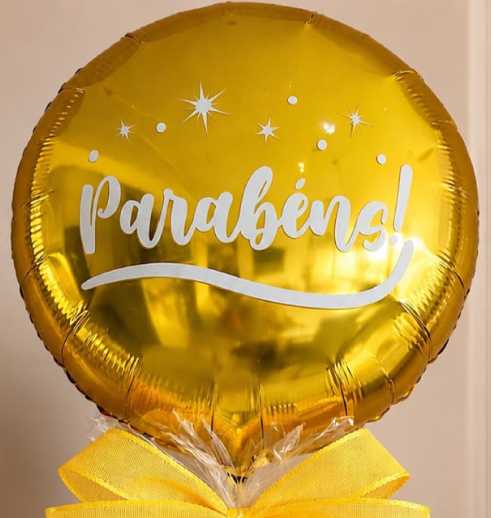 Balão dourado metalizado Parabéns