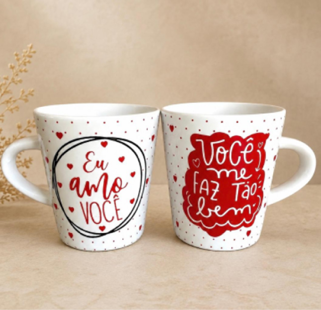 Caneca de porcelana Eu amo você/Você me faz tão bem